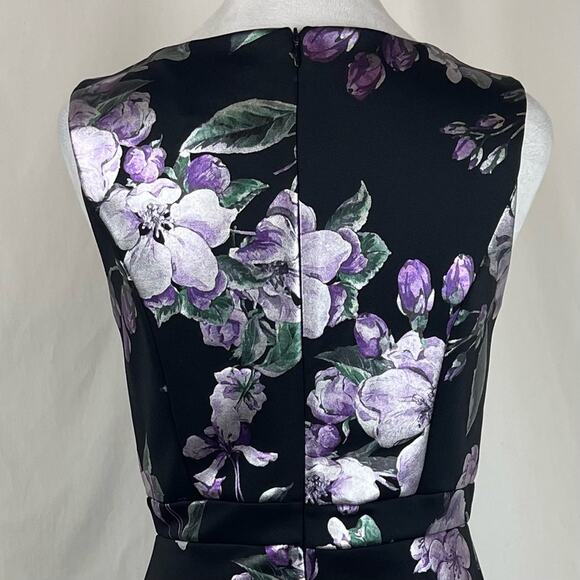 Stella & Julie Black W Metallic Floral Print Party WhimsiGoth Dress NWOT Size 6 - Picture 6 of 13